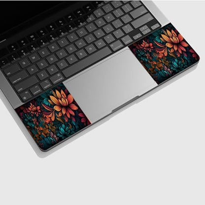 Universal Laptop Skin Sticker with 2 Wrist Pad Skins, Waterproof Scratch Resistant Vinyl Laptop Cover Decal, Cut to Fit for 11–15.6 Inch MacBook HP Dell Lenovo, Colorful Flowers - color: Colorful Flowers