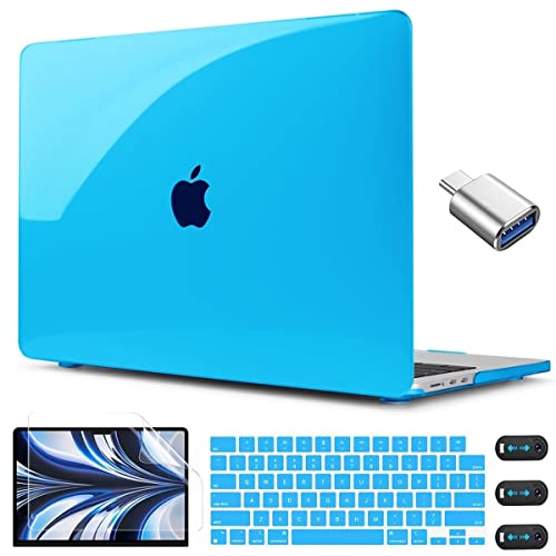 CISSOOK Compatible with MacBook Air 13.6 inch Case M2 M3 M4 M5 | A3449 A3240 A3113 A2681, 5in1 Set Hard Shell Case Keyboard Cover for MacBook Air 13 inch 2022 - 2026, Sky Blue - color: Air13.6inch-Crystal Sky Blue