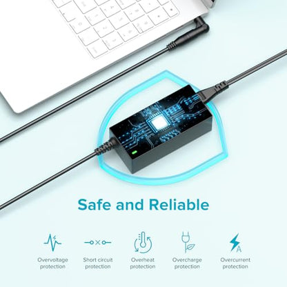 Powseed Universal Laptop Charger 45W for HP Dell Acer Asus Samsung Sony Toshiba Fujitsu Gateway Delta NEC Liteon Notebook Chromebook 18.5V 19V 19.5V 20V 2.25A 2.37A Computer Power Cord AC Adapter
