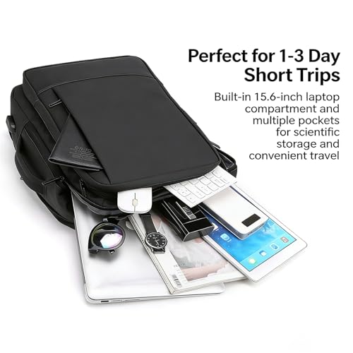 Expandable Business Laptop Backpack with USB Charging Port, Water Resistant Travel Work Bag for Men Women Fits 15.6 Inch Laptop (1) - color: 1