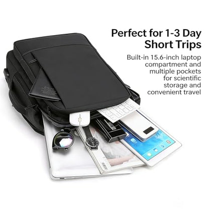 Expandable Business Laptop Backpack with USB Charging Port, Water Resistant Travel Work Bag for Men Women Fits 15.6 Inch Laptop (1) - color: 1