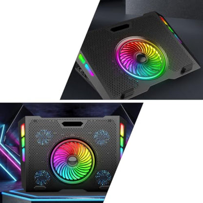 Artibetter Adjustable Laptop Cooling Stand Quiet Foldable Cooler with RGB Lighting with Five Levels Height Adjustment, Plastic and Iron Mesh Material, for Gaming and Office Use