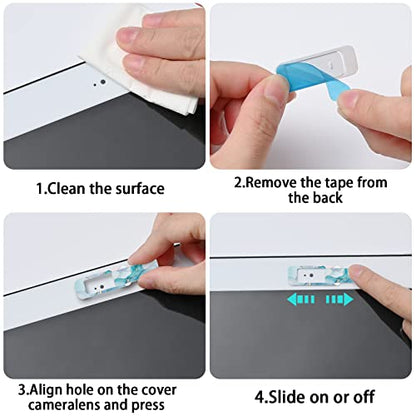 Webcam Cover, 3 Pieces, Laptop Camera Cover, Privacy Shielding Capacity is Twice as Big as The Traditional, Suitable for Computer Mobile Phones, laptops, Tablets and so on (Blue Marble) - color: Blue marble