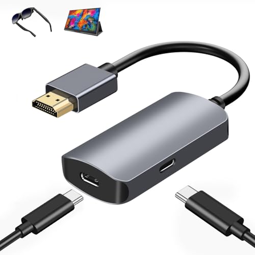 HDMI to USB C Adapter 4K60Hz, Unidirectional HDMI Male (Source) to USB C Female (Display) for Portable Monitor, AR Glasses XREA-L One/Air 2 Pro/VITURE Pro/Rokid, PS4/5, B0X, Switch, ROG Ally - size: USB C-06