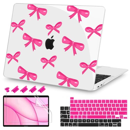 Teryeefi for MacBook Pro 13 inch Case 2024,2022-2016 Release Model M2 M1 A2338 A2289 A2251 A2159 A1989 A1706 with Touch Bar, Design Hard Shell Cover with Keyboard Cover Scren Protector, Bows-A - color: Bows-A
