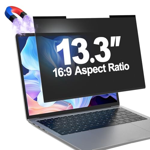 Magnetic Laptop Privacy Screen Filter 13.3 Inch for 16:9 Computer Monitor, Removable Anti Blue Light Privacy Shield, Anti-Glare Protector Compatible with Dell Hp Asus Lenovo - size: Laptop 13.3" (16:9)