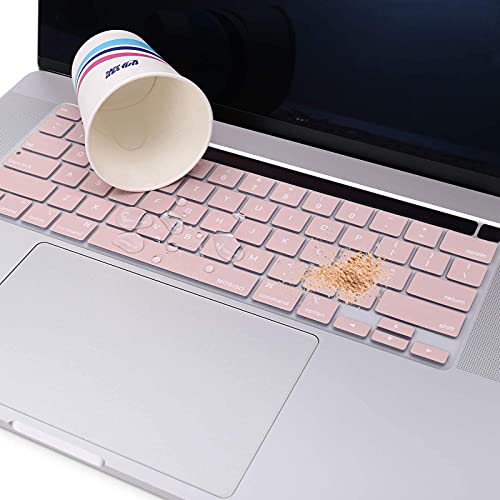 MOSISO Keyboard Cover Compatible with MacBook Pro 13 inch M2 M1 | 2023-2020 A2338 A2289 A2251&Compatible with MacBook Pro 16 2020 2019 A2141 Touch ID, Protective Silicone Skin, Rose Quartz - color: Rose Quartz