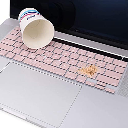 MOSISO Keyboard Cover Compatible with MacBook Pro 13 inch M2 M1 | 2023-2020 A2338 A2289 A2251&Compatible with MacBook Pro 16 2020 2019 A2141 Touch ID, Protective Silicone Skin, Rose Quartz - color: Rose Quartz