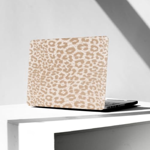 Leopard Case for MacBook Air 13 inch 2026-2022 M5/M4/M3/M2 Logo Cutout | Glitter Cheetah Print PU Leather Hardshell Case & Keyboard Cover for Mac Air 13.6 inch A3449 A3240 A3113 A2681, Brown - color: 01 Brown Leopard Print