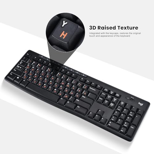 2PCS Russian Keyboard Stickers: Cyrillic Keyboard Letters Replacement Sticker, Russian Alphabet Letter Sticker for Laptop Computer PC Desktop Keyboards, Peel-Off Film, Leave Letters, Orange - size: Russian-Orange