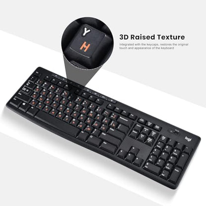 2PCS Russian Keyboard Stickers: Cyrillic Keyboard Letters Replacement Sticker, Russian Alphabet Letter Sticker for Laptop Computer PC Desktop Keyboards, Peel-Off Film, Leave Letters, Orange - size: Russian-Orange