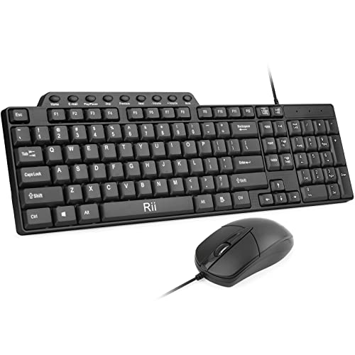 (10PACK) Wired Keyboard and Mouse,Rii RK203 Ultra Full Size Slim USB Basic Wired Keyboard Mouse Combo Set with Number Pad for Computer,Laptop,PC,Notebook,Windows - size: 10 pack