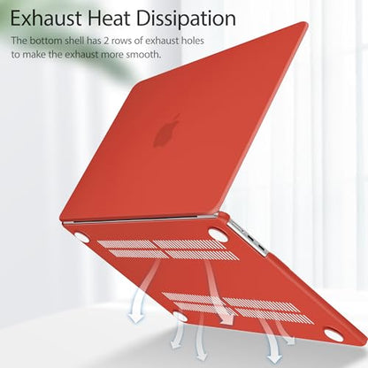 Case for MacBook Air 15 Inch 2026-2023 Release M5 A3448 M4 A3241 M3 A3114 M2 A2941, Hard Shell with Screen Protector & Keyboard Cover, Compatible with Touch ID, Matte Red - color: Matte Red