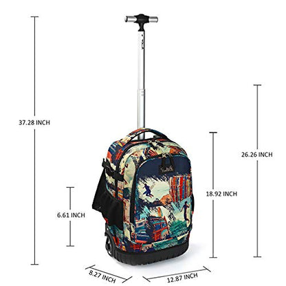 Tilami Rolling Backpack 19 inch with Lunch Bag Wheeled Laptop Backpack (Car Trip) - color: Surfing