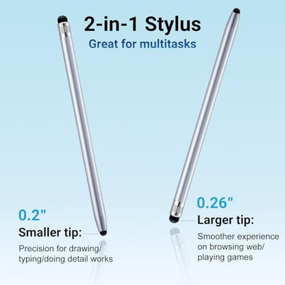 12Pcs Silver Stylus Pen for Touchscreen, 2-in-1 Stylus Pen for iPad | High Precision & Sensitivity, Aluminum Body, Suitable for iPad iPhone Android Smartphone Tablet Switch and All Touch Screens - color: 12 Silver