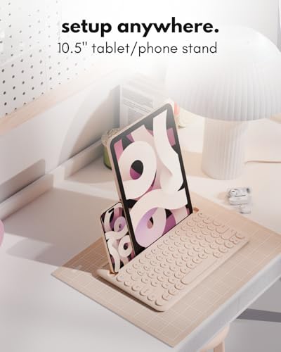 Macally Bluetooth Keyboard for Tablet | Wireless Keyboard for iPad mini/Pro/Air, iPhone (Multi-Device, Built-in Stand, Portable, Rechargeable) - Boba Brown - color: Boba Brown
