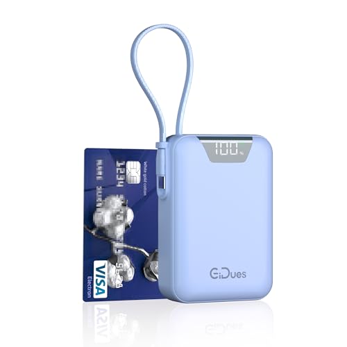M2 Portable Charger, 20000mAh Power Bank, PD 35W Ultra Fast USB-C Built-in Cable, Compact Cute Mini External Battery Pack for iPhone, Samsung, Android iPad (Blue) - color: blue
