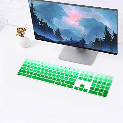 Ultra Thin Silicone Full Size Wireless Numeric Keyboard Cover Skin for Mac 2017 Magic Keyboard with Numeric Keypad MQ052LL/A A1843 US Layout,Ombre Green - color: Ombre Green