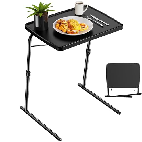 Max TV Tray Table, Allpop Adjustable Large TV Tray for Eating, Folding Dinner Laptop Table on Couch & Bed with 6 Heights & 3 Tilt Angles, Black - color: Black, size: Allpop-Max TV Tray