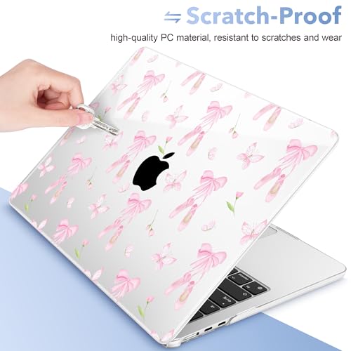 May Chen for MacBook Air 15 inch Case M5 M4 M3 M2 2026 2024-2023, Model A3448 A3241 A3114 A2941, Closes Seamlessly Hard Shell Laptop Cover with Keyboard Cover, Ballet Shoes - color: Ballet shoes