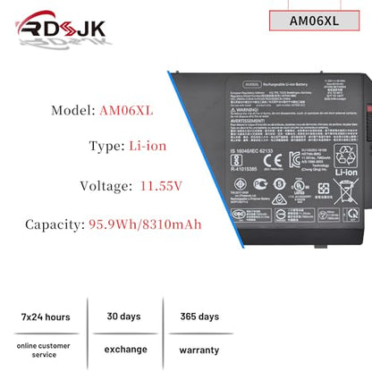 AM06XL AM06 Laptop Battery for HP ZBook 17 G5 G6 Series Notebook AMO6XL L07044-855 HSTNN-IB8G L07350-1C1 AM06095XL HSN-Q12C 11.55V 95.9Wh 8310mAh 6-Cell