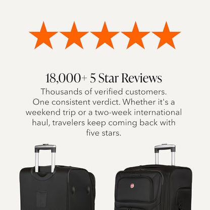 SWISSGEAR Sion Softside Expandable Spinner Luggage Durable Lightweight Travel Suitcase, Black, Checked-Medium - color: Black, size: Checked-Medium