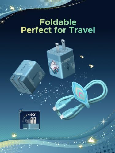 UGREEN Nexode Air 65W Charger Honkai: Star Rail Edition, Mini USB C Charger Block Fast Charging with USB C Cable, GaN Charger for MacBook Air/Neo/Pro, iPhone 17 16, Galaxy S26/S25, iPad, Cyan - color: Cyan