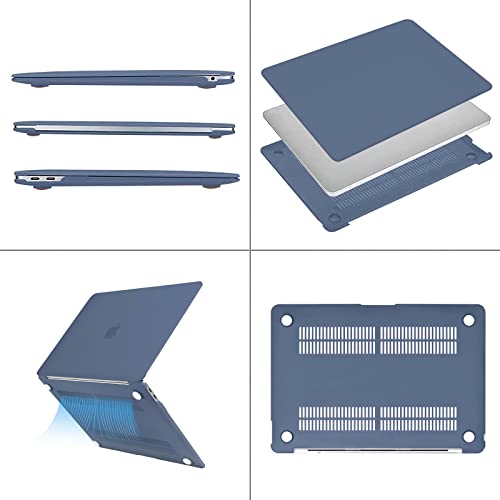 MOSISO Compatible with MacBook Air 13 inch Case M1 2022-2018 | Touch ID Plastic Hard Shell Cover Compatible with MacBook Air 13.3 inch Case, A2337 M1 A2179 A1932, Steel Blue - color: Steel Blue