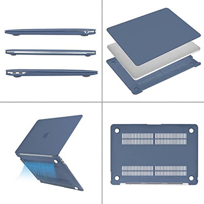 MOSISO Compatible with MacBook Air 13 inch Case M1 2022-2018 | Touch ID Plastic Hard Shell Cover Compatible with MacBook Air 13.3 inch Case, A2337 M1 A2179 A1932, Steel Blue - color: Steel Blue