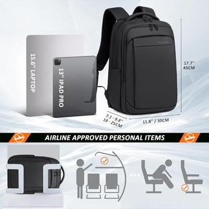 FENRUIEN Expandable Travel Backpack for Men, Water Resistant Computer Backpack with USB Charging Port，Black Laptop Bag 15.6 Inch - size: 15.6 Inch, style: Travel Backpack