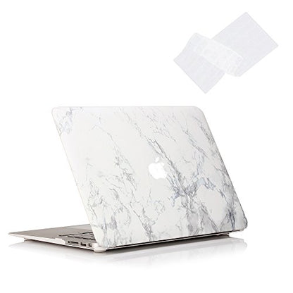 RUBAN Case Compatible with MacBook Air 13 Inch (Models: A1369 & A1466, Older Version 2010-2017 Release), Slim Snap On Hard Shell Protective Cover and Keyboard Cover (White Marble) - color: White Marble