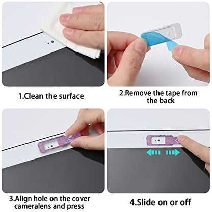 Webcam Cover, 3 Pieces, Laptop Camera Cover, Privacy Shielding Capacity is Twice as Big as The Traditional, Suitable for Computer Mobile Phones, laptops, Tablets and so on (Purple Marble) - color: Purple marble