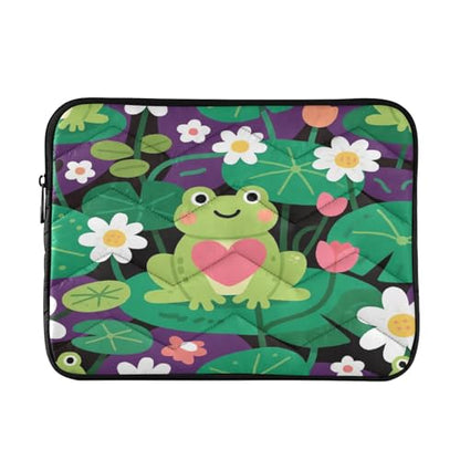 Frog Purple Green Padded Laptop Sleeve Case 13 Inch Soft Quilted Laptop Bag Waterproof Computer Sleeves - color: frog purple green, size: Medium