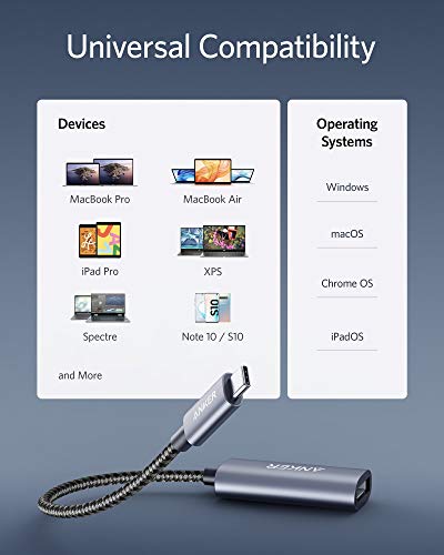 Anker USB C to DisplayPort Adapter, Mirror or Extend up to 4K@60Hz Adapter | Aluminum, portable, Connect to DisplayPort monitor, for MacBook Pro/Air, iPad Pro, XPS 15/13, Spectre, Surface, and More