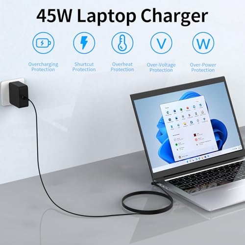 45W AC Charger fit for Lenovo IdeaPad Flex 4 5 100 100S 110 120S 130 320S 330 510 520 S145 Yoga 710 80TJ 81H5 81N3 81SS 81WA 20V 2.25A ADL45WCC PA-1450-55LL Laptop Adapter Power Supply Cord