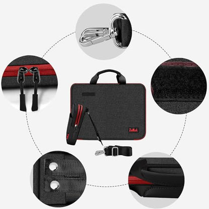 Laptop Case 15.6 Inch Briefcase Military-Grade Protection with Detachable Belt Bag, Compatible All Model of 15-16 Inch MacBook Pro and Most Popular 15.6 Inch Notebooks Chromebooks (Black Red) - color: Black Red