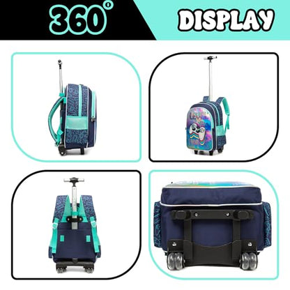 Meetbelify Kids Backpacks with Wheels for Boys Football Rolling Backpack with Lunch Box for Elementary Students Trip Luggage for Boys Ages 6-8 - color: 01 Game Level
