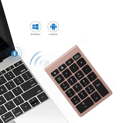 Wireless Number Pad Rose Gold Ultra Thin Numeric Keypad Fast Rebound Speed Mini Keyboard Portable 5.0 Bluetooth for Laptop PC Computer