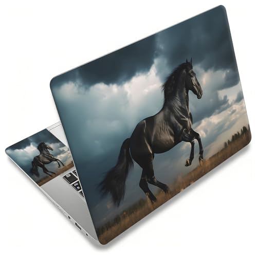 Laptop Skin Sticker Decal, Universal Reusable Vinyl Laptop Cover for 12" 13" 13.3" 14" 15" 15.4" 15.6" Notebook PC, Waterproof Scratch-Resistant with 2 Wrist Pads, Easy to Apply & Remove,Black Horse - color: Black Horse