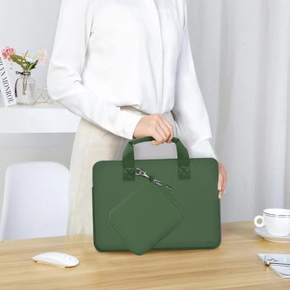 Hseok Laptop Sleeve 13.3-14 inch Case with Small Pouch, Neoprene Computer Bag Compatible with MacBook Neo/Pro 14 M5/M4/M3/M2/M1, Mac Air/Pro 13.3, XPS 14 and Most 13-14 inch Notebooks,Olive Green - color: Olive green, size: 13"-14"