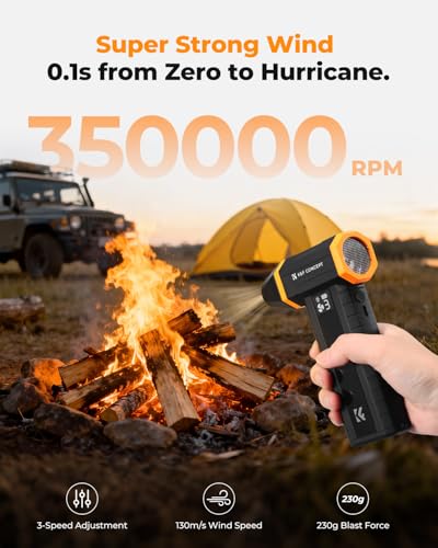 K&F CONCEPT Blower and Suction 2 in 1 Screen Display Compressed Air Duster | 10000AH,LED Light,Super Wind Power,Brushless Motor First Gear for 150 Mins,for Computer, Keyboard, Car, Home,Outdoor,BS500V