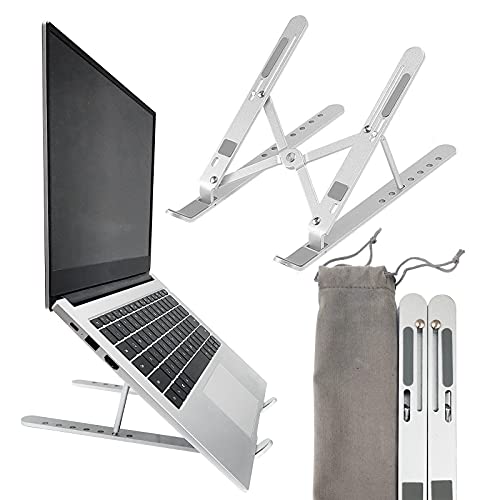 Laptop Stand - Adjustable Ergonomic Aluminum Stand, 7 Angle Anti-Slip, Compatible with 9-15.6 inch Laptops, Silver