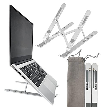 Laptop Stand - Adjustable Ergonomic Aluminum Stand, 7 Angle Anti-Slip, Compatible with 9-15.6 inch Laptops, Silver
