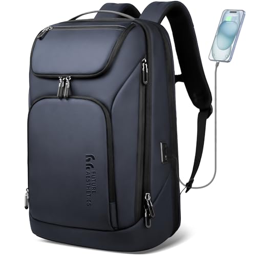 hk Business Smart Backpack for Men Anti-Theft for 17.3 Inch Laptop | with USB Charging Port Water-Resistant Large Durable Compact 30L for Travel College Work - color: Blue