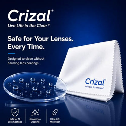 Crizal® Premium Eyeglass Cleaner Kit | Lens Cleaning Solution & Microfiber Cloth | Designed & Tested by Crizal® | Safe for Advanced AR-Coated & Premium Lenses | 2 oz - color: 1 Spray & 1 Cloth