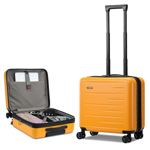 CENSIEN Expandable 16 Inch Carry On Luggage Airline Approved Small Suitcase | Lightweight ABS+PC Hard Shell Suitcases,360° Spinner Wheels,TSA Lock,YKK Zipper,Business Weekender Short Trips,Orange - color: Orange, size: 16 Inch EXT