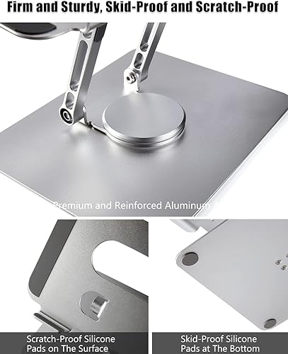 Vortex D086-Grey Laptop Stand Ultimate Cutting-Edge Durable Convenient Secure Cooling Aluminum 360-degree Effortlessly Rotating Innovative Design Comfort and Flexible (Grey)