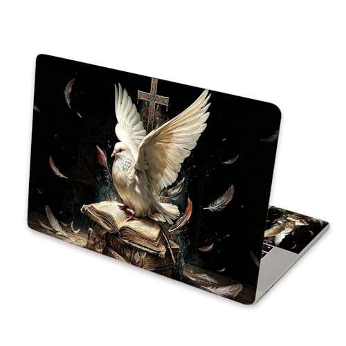 Universal Laptop Skin Sticker for 12/13/14/15.6 Inch Laptops, Reusable Vinyl Laptop Decal Cover, Waterproof Scratch Resistant Notebook Skin with 2 Wrist Pads,Dove Ancient Books - color: Dove Ancient Books