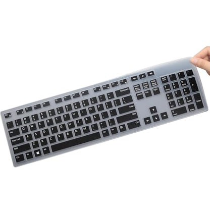 Keyboard Cover for Dell KM636 Wireless Keyboard & Dell KB216 Wired Keyboard & Dell Optiplex 5250 3050 3240 5460 7450 7050 & Dell Inspiron AIO 3475/3477/3670 All-in one Desktop Keyboard Skin-Black - color: Black