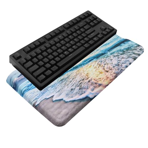Computer Keyboard Stand with Wrist Rest, Ergonomic Tilted Keyboard Holder - Keyboard Riser with Wrist Pad - Keyboard Tray Support for Office Home - Beach - color: Keyboard Stand-beach